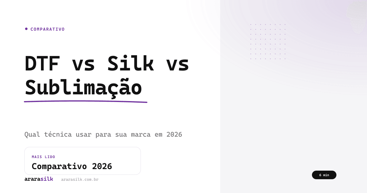 DTF vs Silk vs Sublimação: Qual Técnica Usar em 2026 (Comparativo Completo)