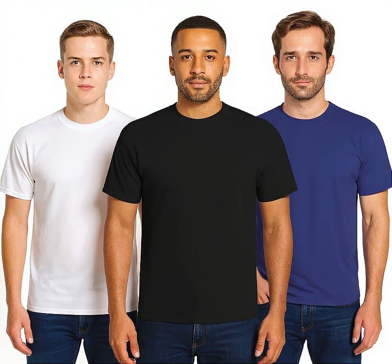 Camisetas de Algodão 94% Com Elastano 6% - Fio 30/1 - LISAS, GOLA REDONDA