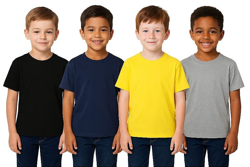 Camisetas Infantis de Algodão Fio 30/1 - LISAS, GOLA REDONDA